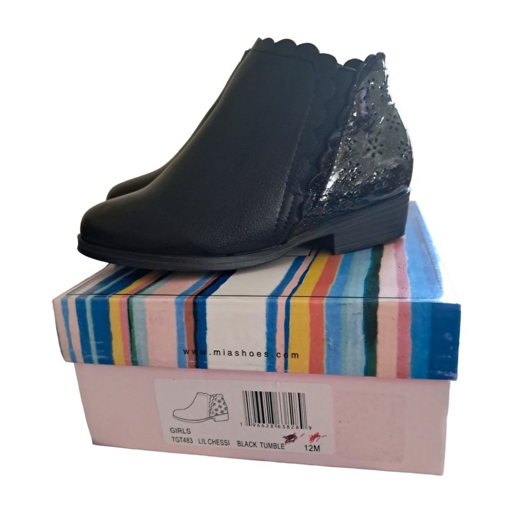 Mini Mia Girls Lil Chessi Ankle Boots Various Girl Sizes New With Box Black
